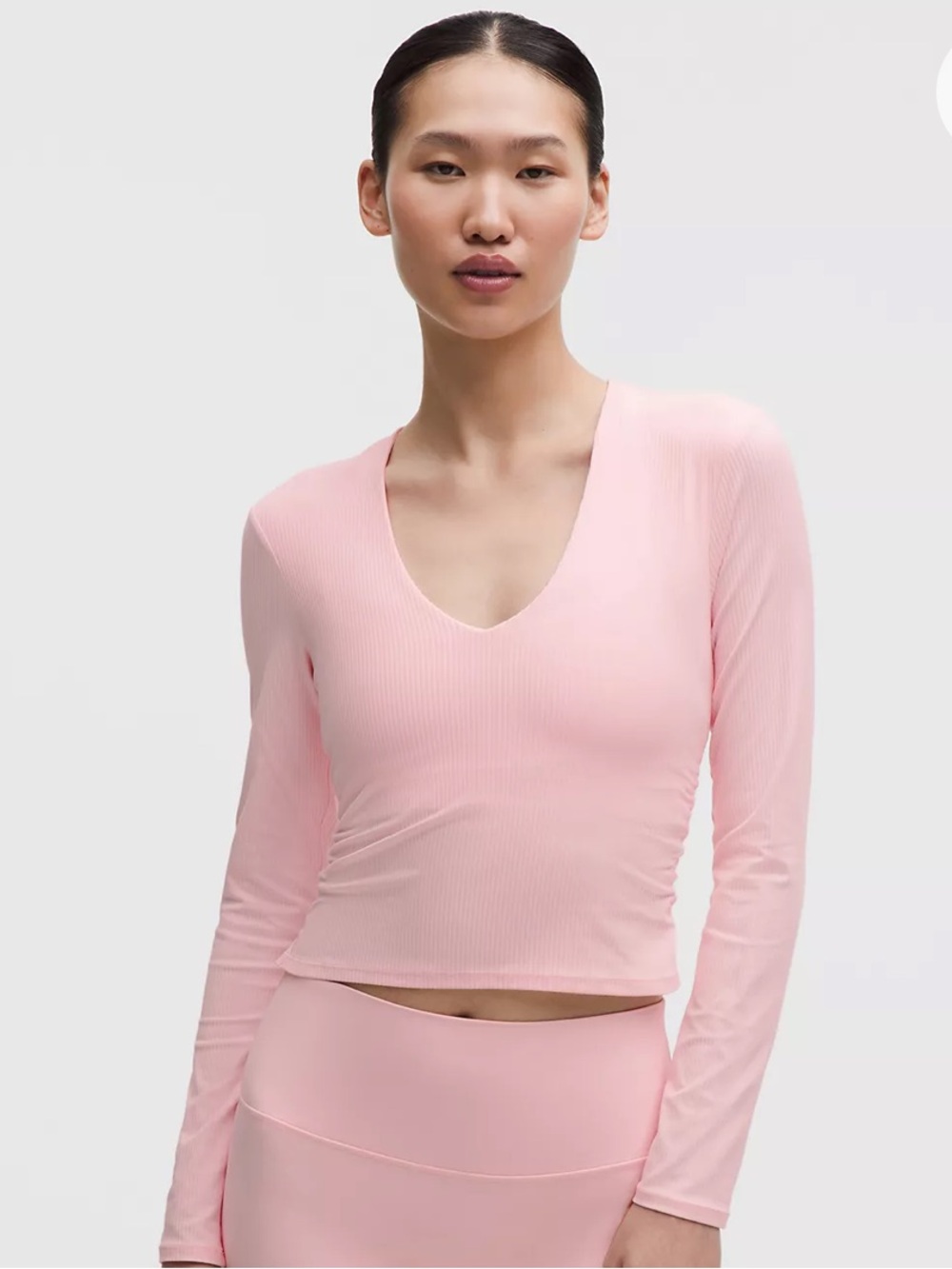 NWOT Lululemon All It Takes Ribbed Nulu V-Neck LS Shirt B-D Cups. Size 8